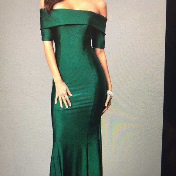 Prom Dress Dark Green Rhinestones